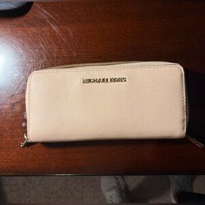 Michael Kors Beige Zip-Around Wallet